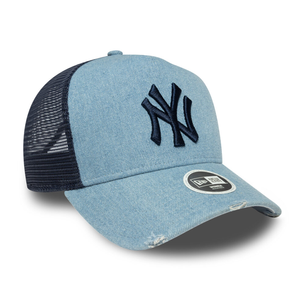 כובע רשת ג'ינס TRUCKER עם לוגו NEW YORK YANKEES