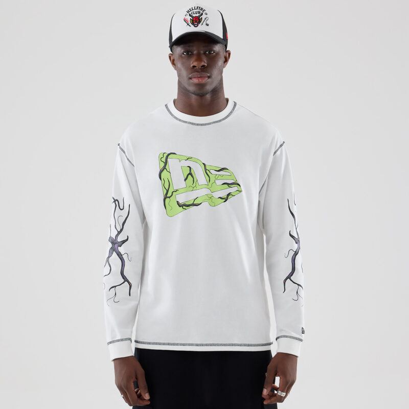 STRANGER THINGS LS OS TEE STRTHIN  WHI